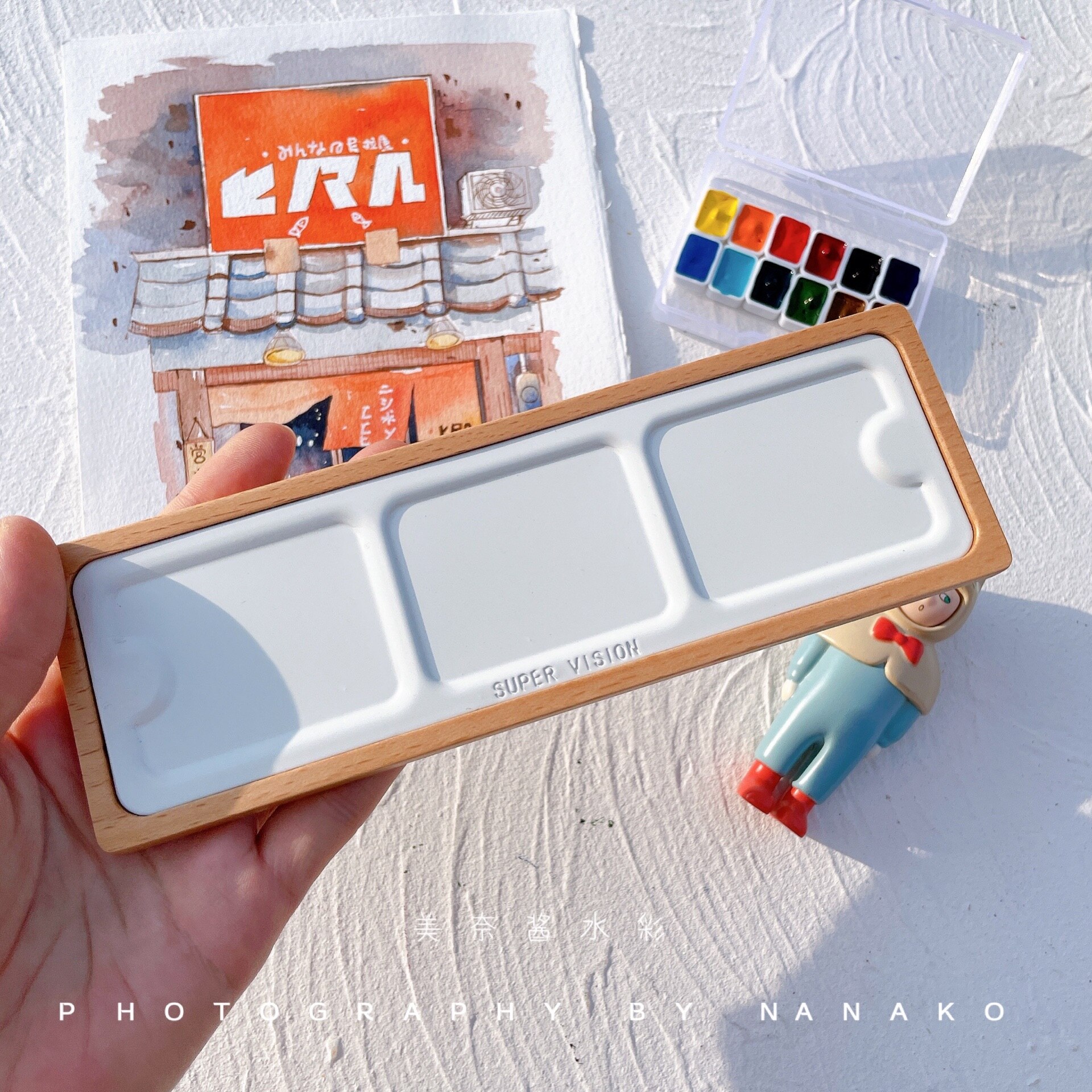 Super Vision – palette de pigments de vernis au four, palette en bois massif portable de voyage, Mini métal pour peinture d&#39;artiste gouache aquarelle