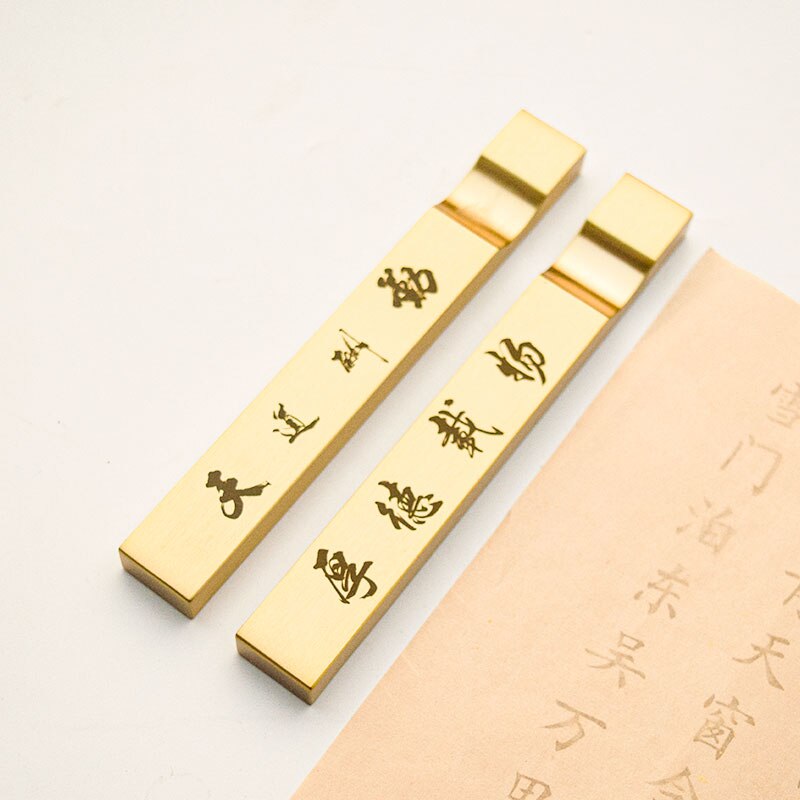 Messing Paperweights Borstel Rest Multifunctionele Chinese Kalligrafie Schilderen Presse-papier Pisapapeles Carving Gegroefde Papier Gewicht