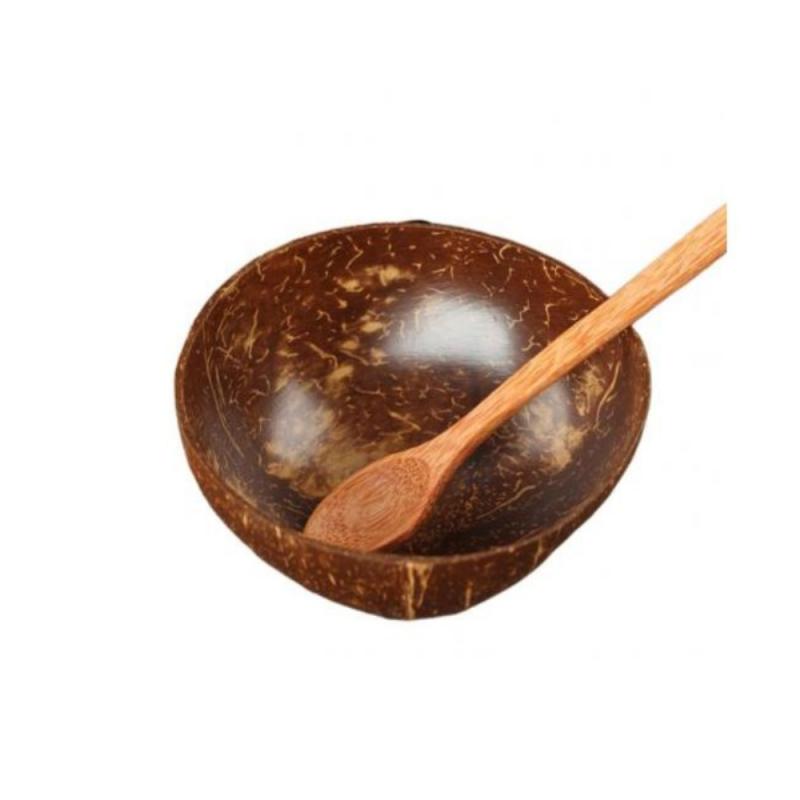 Hantverk dekor porslin kokosnöt skal trä skål godis rätter specialitet mellanmål fruktsallad mat tallrikar köksskål rätter: Skålsked 1pc