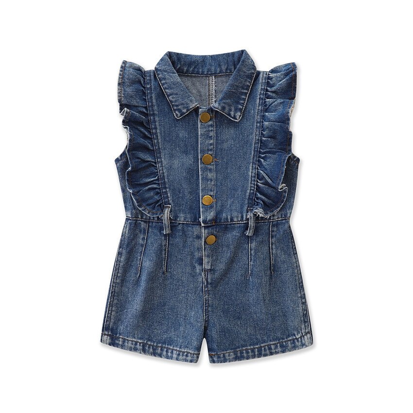 Estate abbigliamento per bambini 2022 moda carino Denim ragazza tuta bambini senza maniche generale Jean pagliaccetto per bambini pantaloncini BC2165: 90(1-2Y)