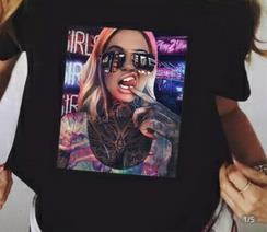 Casual t-shirts til kvinder: M / Sort