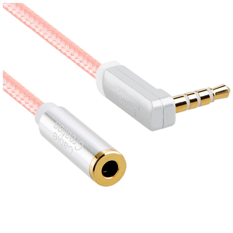 3.5mm TRRS Auxiliary Audio Kabel Man-vrouw Extension Stereo Audio Kabel 90 Graden Haakse (Microfoon Compatibel)