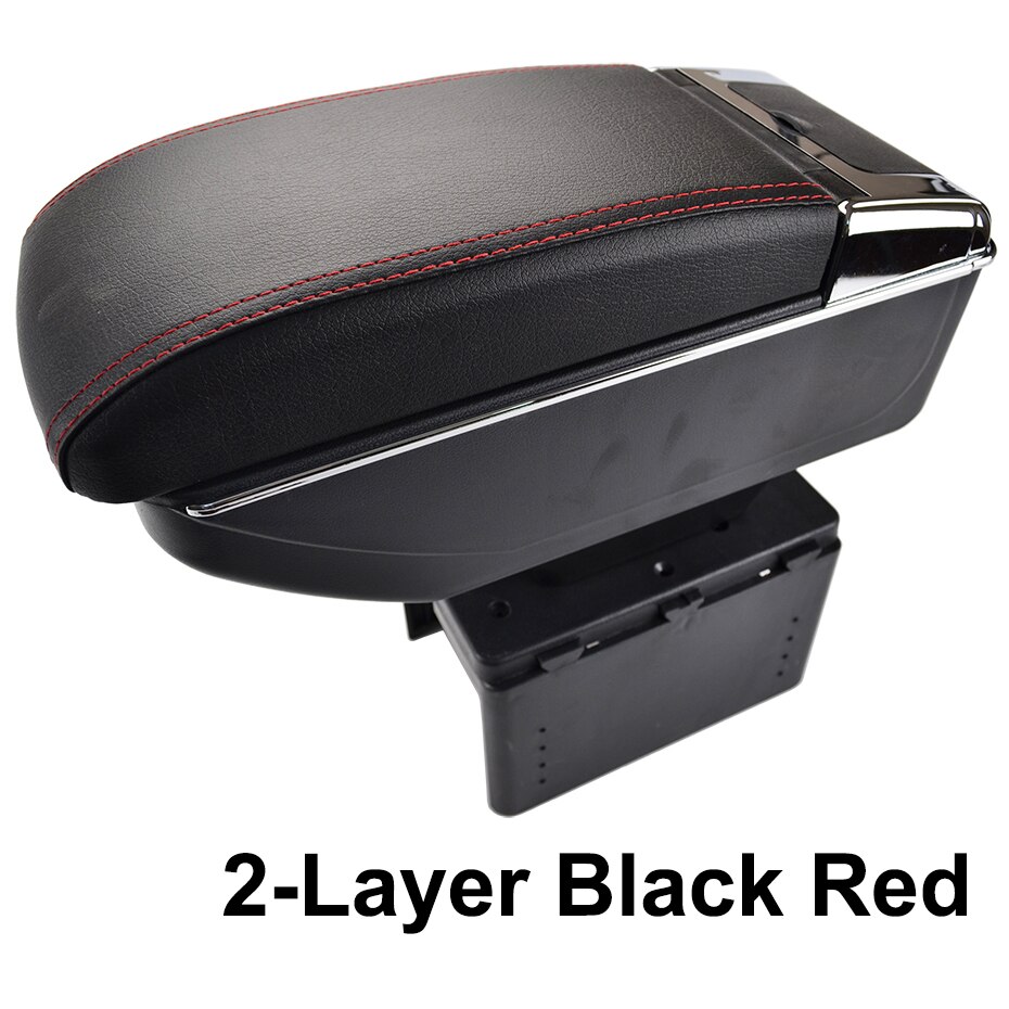 Xukey Central Armrest For Universal Console Center Black Storage Car Styling Box Ashtray 2002: 2-Layer Black Red