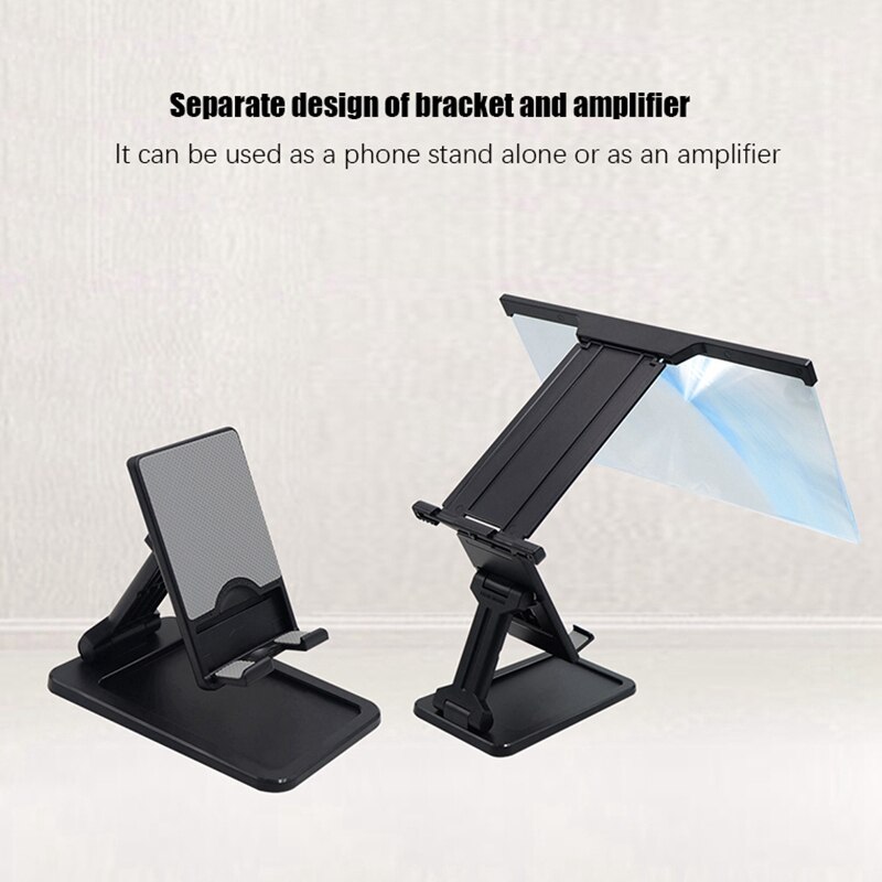 Phone Screen Magnifier With Cell Phone Stand For Desk 12Inch 3D HD Phone Screen Amplifier Projector Adjustable Desktop