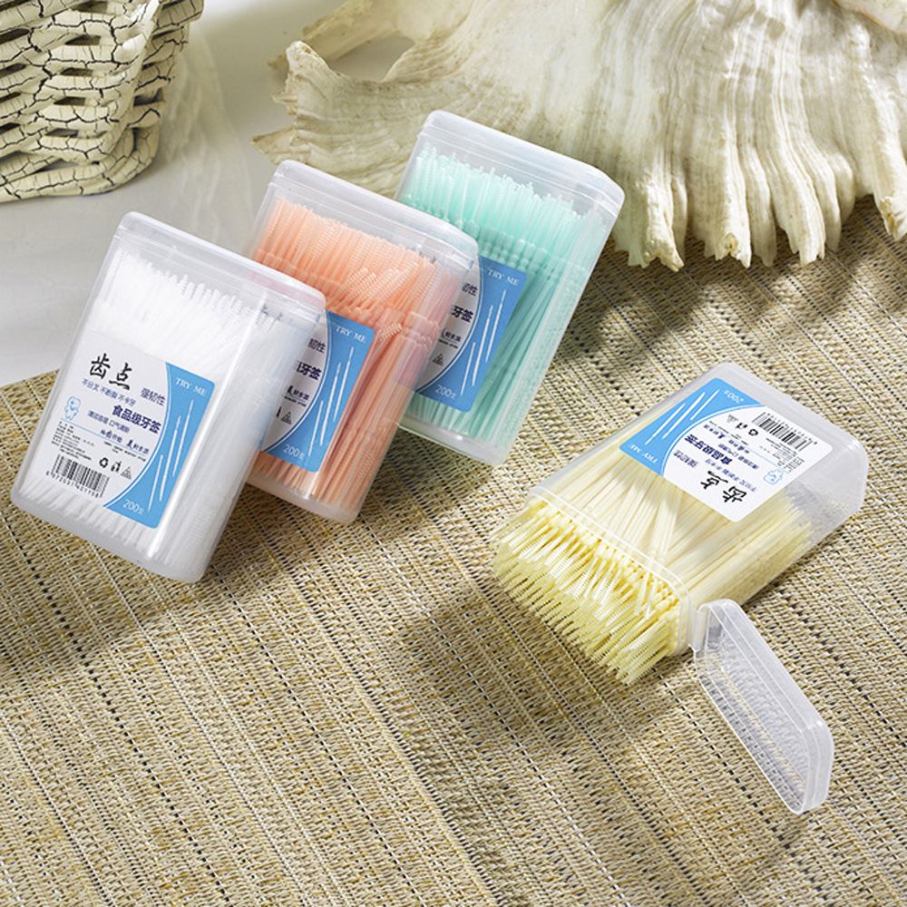 100/200Stck Doppel-geleitet Einweg Zahn Flosser Interdentalbürste Zähne Stock Zahnstocher Zahnseide wählen Zähne Reinigung Pflege