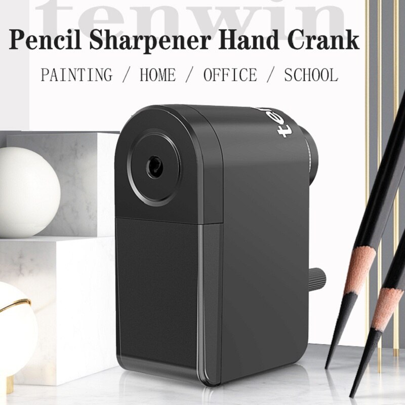 Pencil Sharpener Hand Crank with Container for Children Painting Artist Stationery School Supplies Tenwin Art