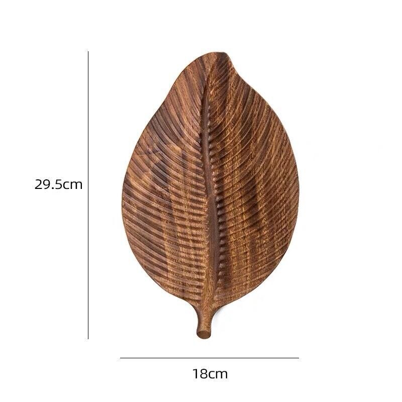 Solid Wood Leaf Dinner plates Snack Fruit Dry Fruit Plate High Handmade Sushi Tea Tray Dessert Dinner Plate Tableware: 5
