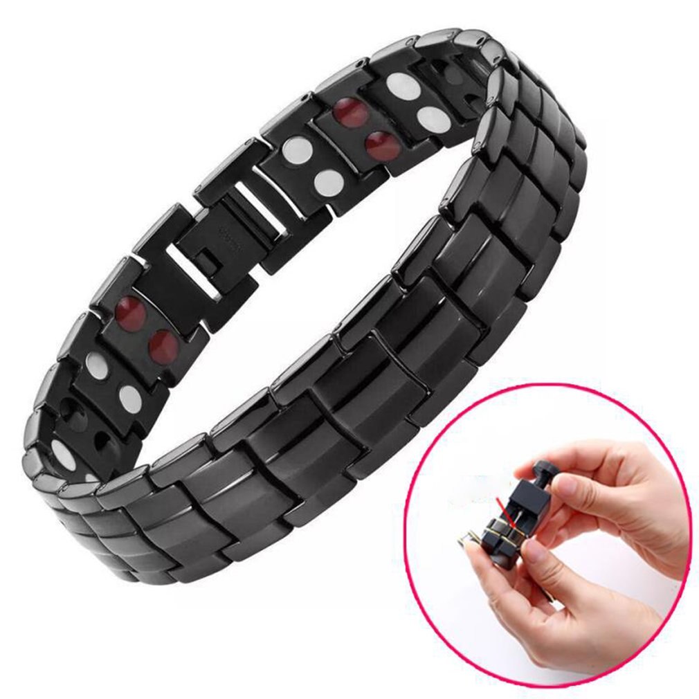 Escalus-pulsera magnética de titanio puro para hombre, negra, 4 en 1, imanes, iones negativos, germanio, Pulseras de salud, joyería