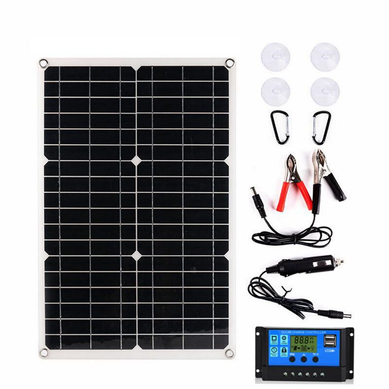 150W Solar Panel Kit Complete 18V RV Camping Car Boat Battery Phone 5V USB Solar Power Bank Charger with 10A-60A Controller: with 60A controller