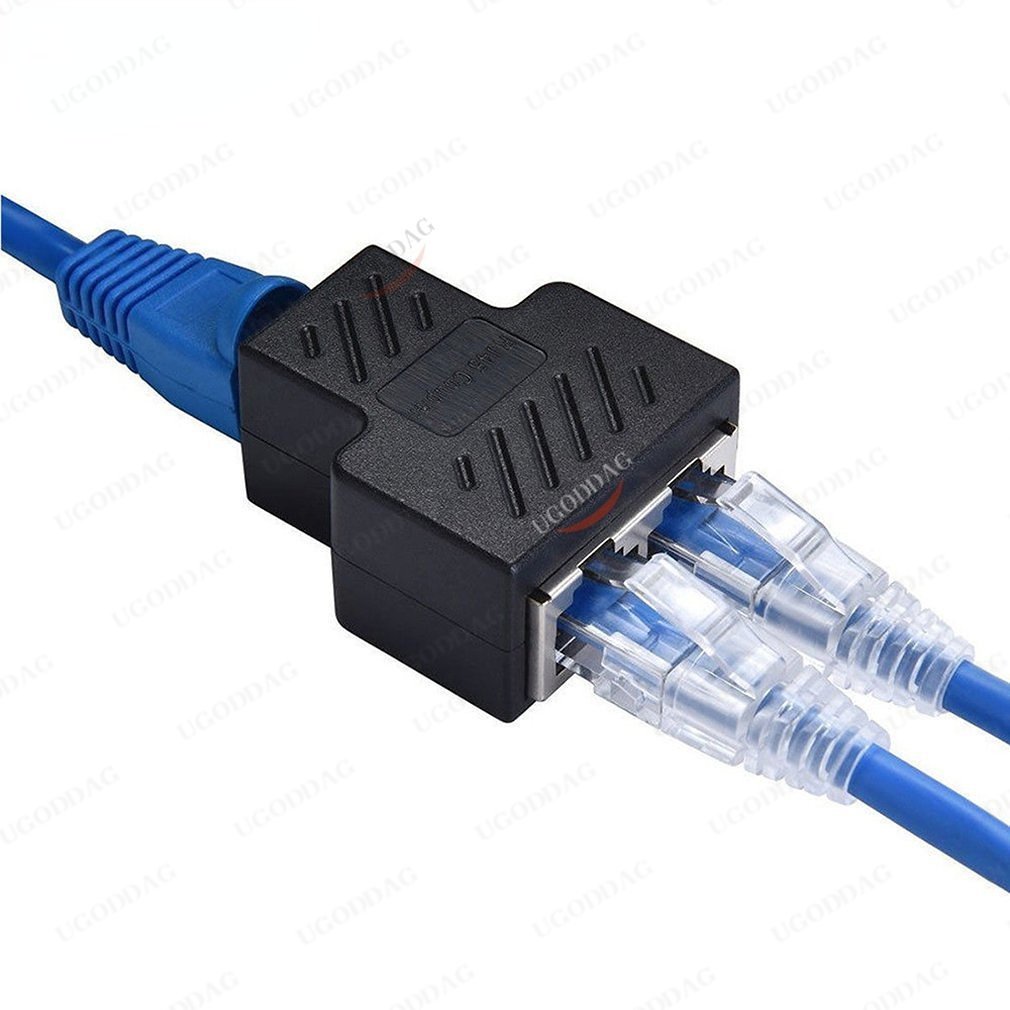 Practical RJ45 Network Splitter Adapter Port CAT5/6 LAN Ethernet Cable High Performance 1 to 2 Ways Dual Female Switching