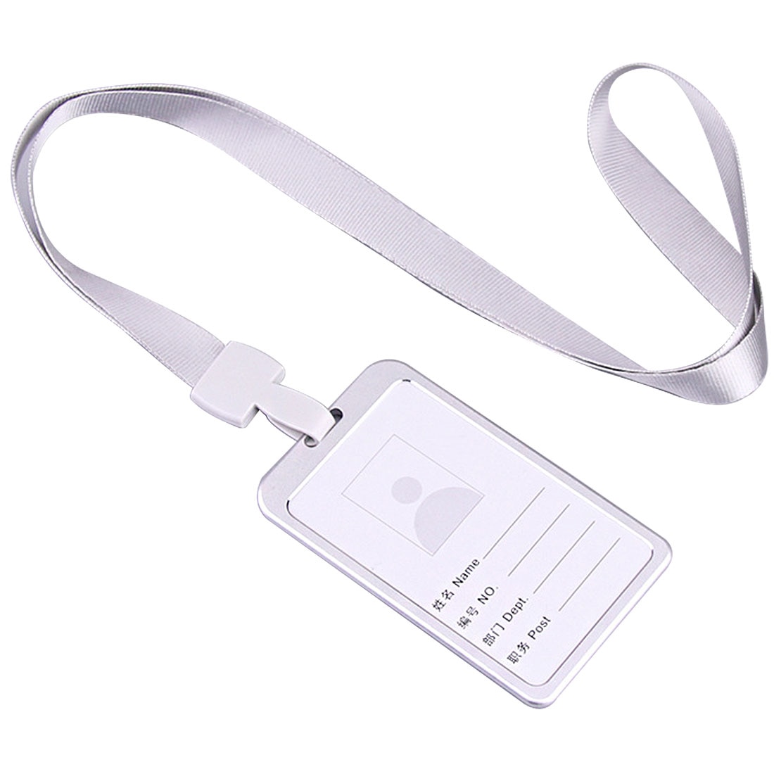 Aluminum Alloy Metal Vertical ID Badge Holder Bank Credit Card Bus Cards Case Cover Holders With Lanyard: vertical silver