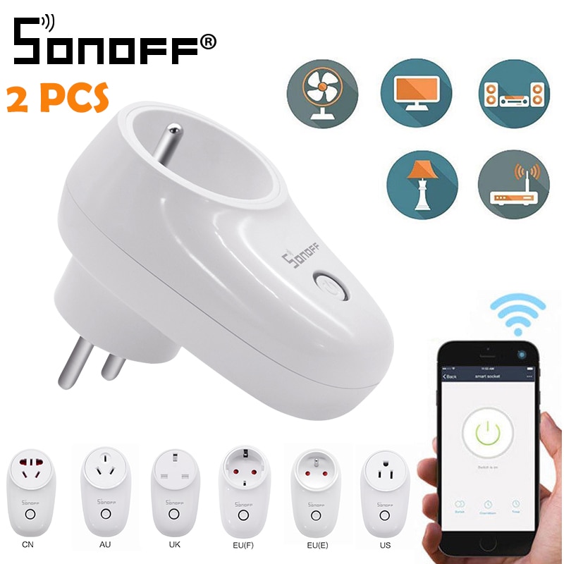 1/2 stk sonoff  s26 wifi smart socket os / eu / uk trådløst stik strømstik smart home switch arbejde med alexa google assistent ifttt