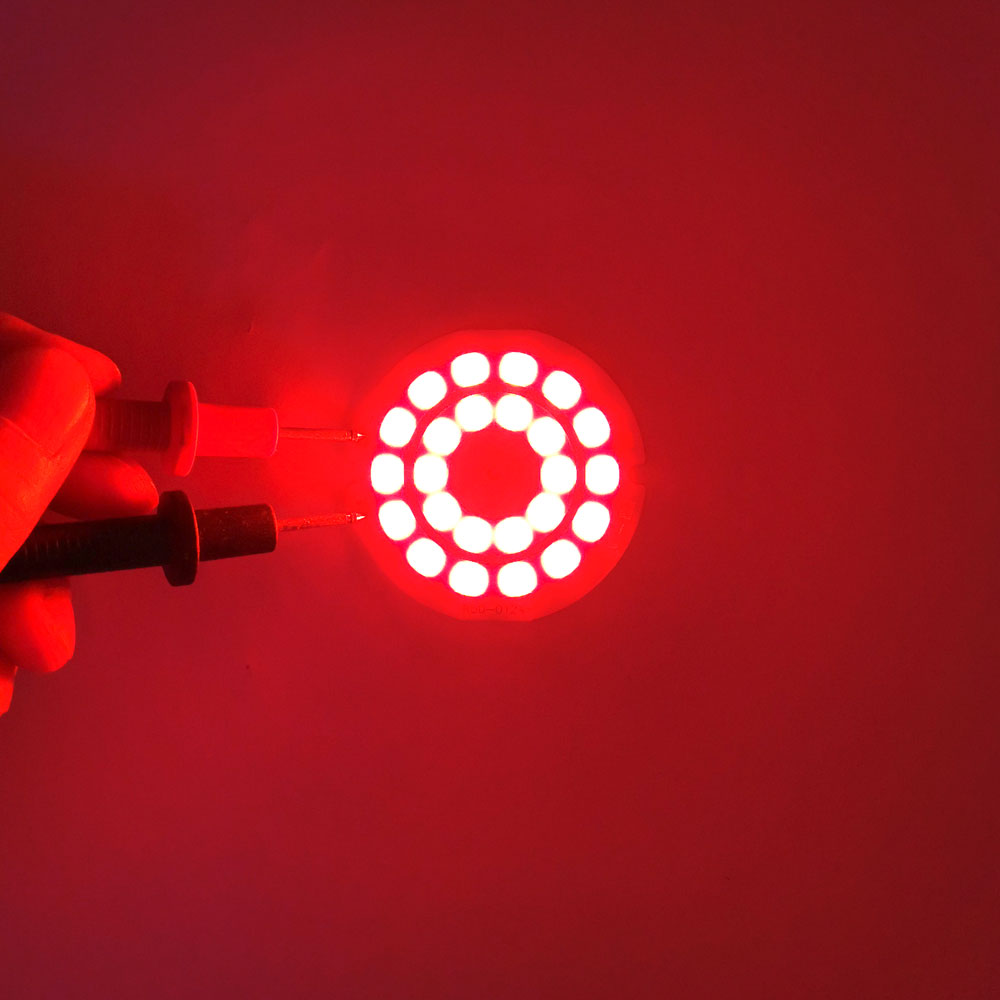 Luz LED de 3V, 50mm de diámetro, Chip COB redondo, lámpara LED de doble anillo, bombilla LED de 3,7 V y 5W para luces de trabajo DIY, iluminación de decoración del hogar: Rojo