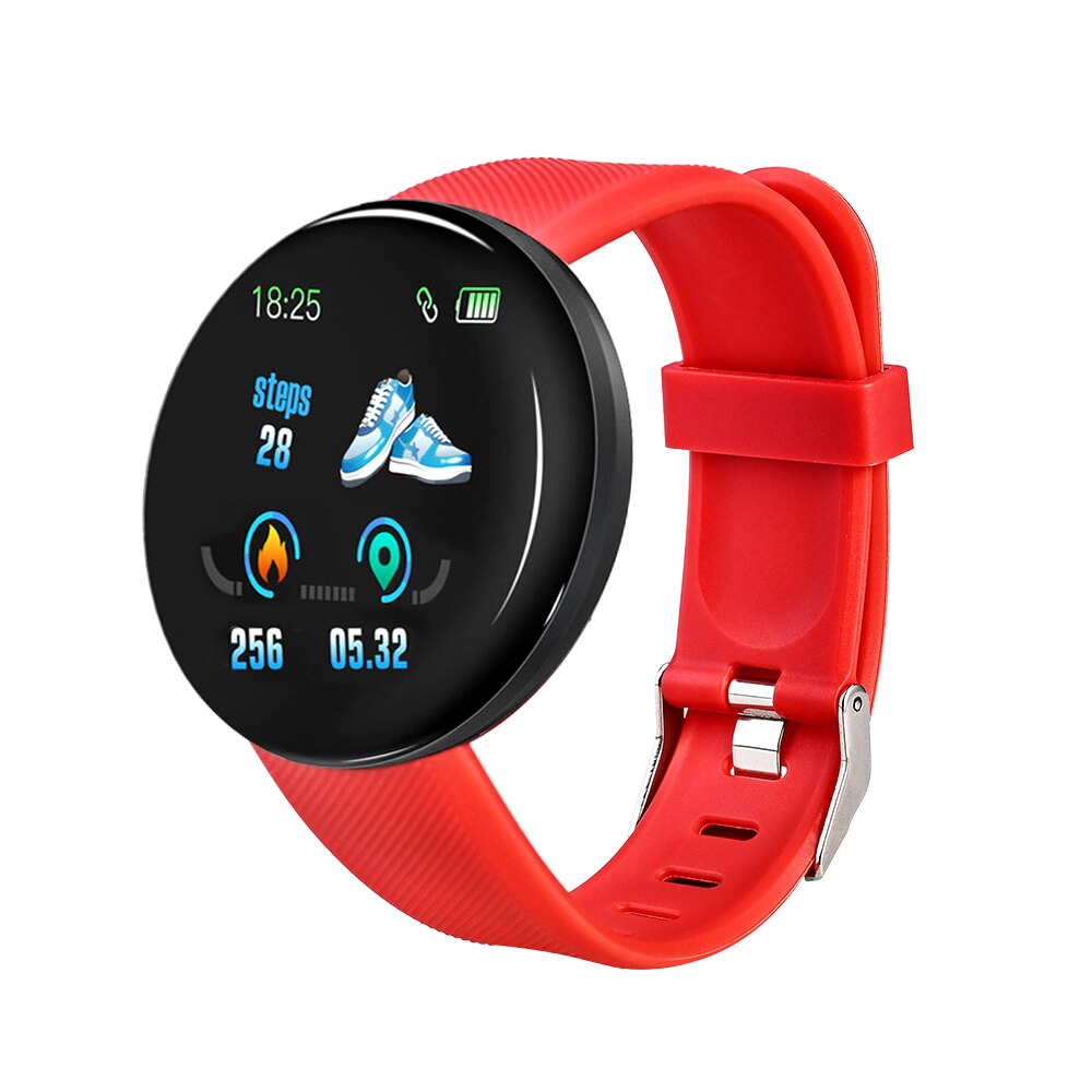 Smart Wristband Blood Pressure Heart Rate Measurement D18 Bluetooth Smart Bracelet Sport Tracker Smart Watch D13 Smartwatch A2: Red D18