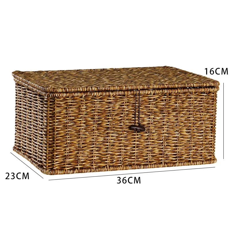 Large Storage Basket Rattan Woven Storage Box with Lid Stackable Sundries Basket Storage Organizer Toy Container Orgainzation: Pink
