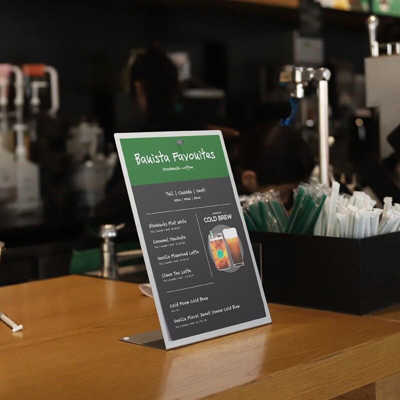 sviao A4 Metal Sign Holder Modern Style Slant Back Front Desk Menu Holder Display Stand