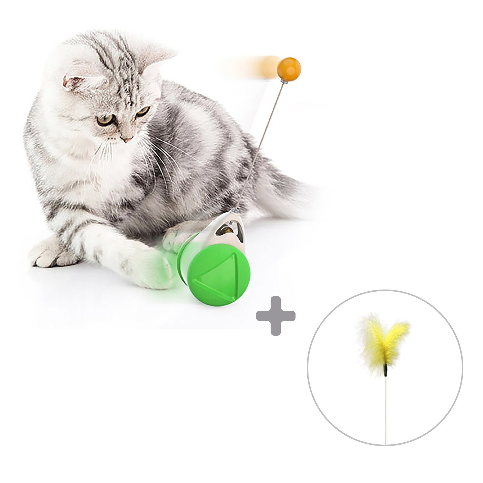 Juguete para gatos con luz Led recargable por USB, bola autogiratoria de 360 grados para mascotas, juguetes interactivos inteligentes con activación por movimiento: green