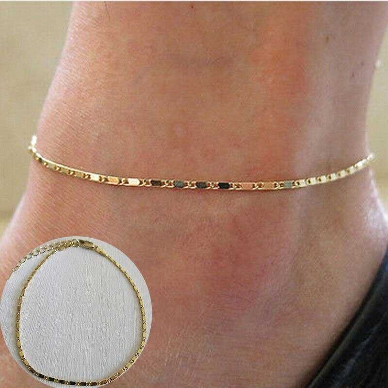 Eenvoudige Gouden Ketting Enkelbandje Armband Barefoot Sandal Beach Voet Sieraden