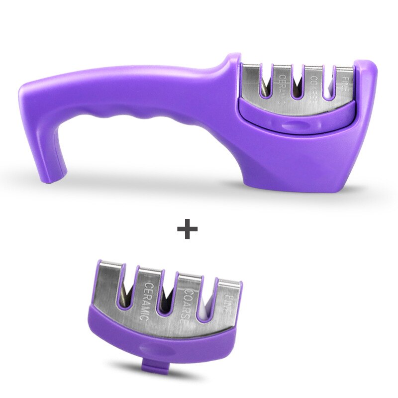 Slijpsteen Messenslijper 3 Fasen Messenslijper Professionele Steen Verwijderbare Keramische Keuken Gereedschap Diamant Slijpsteen: Purple set