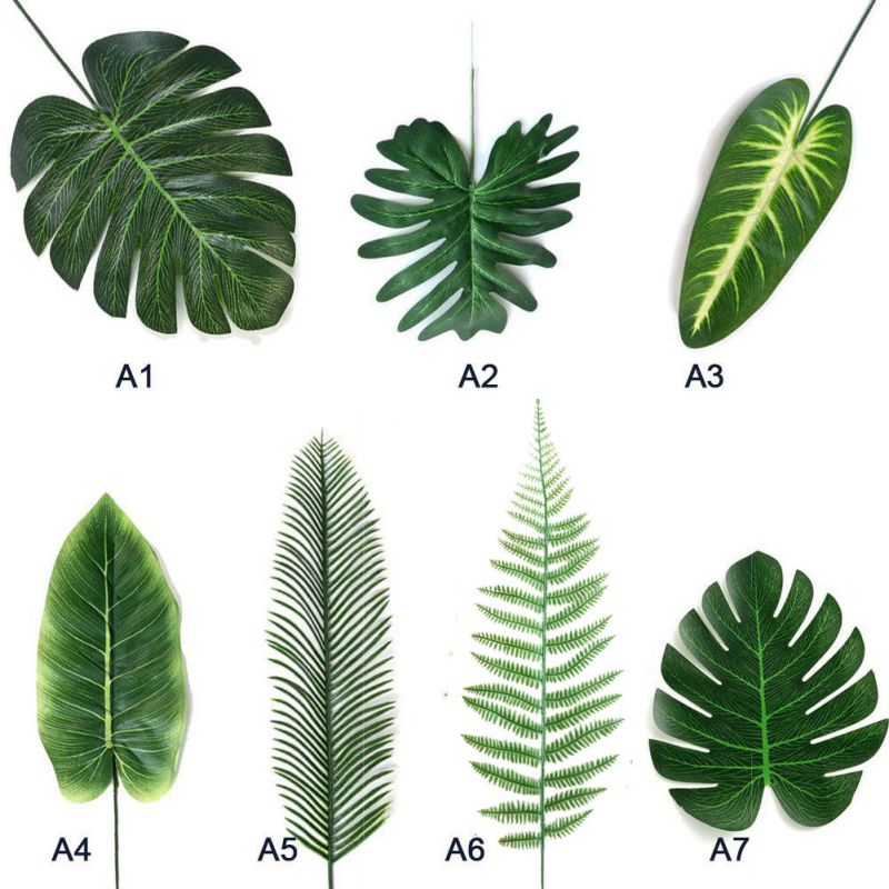5PCS/Set Home Simulation Leaf Artificial Leaf Tropical Palm Leaves For Hawaiian Luau Party Jungle Beach Theme Party Decorations.