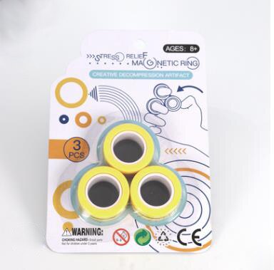 Magnetic Rings Fidget Unzip Toy Magic Ring Props Tools Children Magnetic Ring Finger Spinner Ring Adult Toys For boyfriend: Yellow