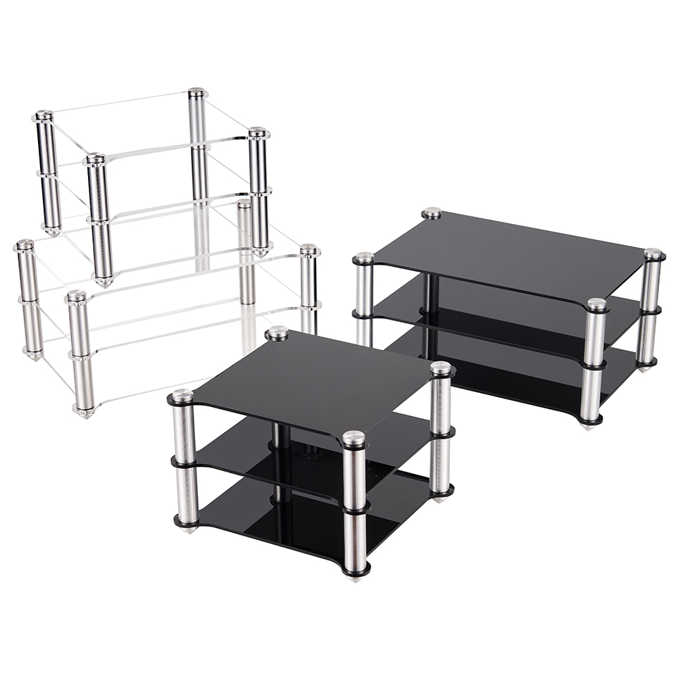 Rack de liga de alumínio acrílico, decodificador hifi, amplificador de fone de ouvido, camada dupla, rack de armazenamento