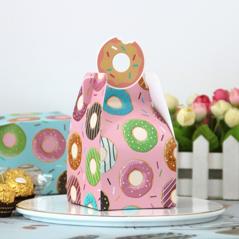 6PCS Donuts Paper Bags Candy Cookies Packaging DIY Kraft Boxes Kids Birthday Party Decoration Wedding Supplies: 6pcs D