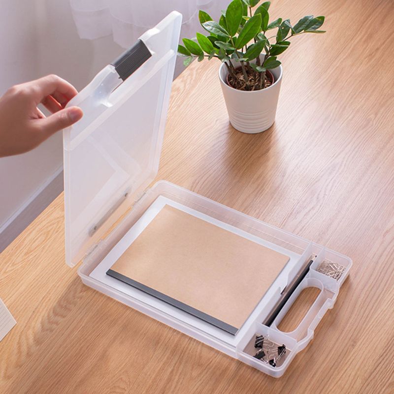 Multifunctional File Organizer Compartment Clipboard Box Case Folder Holder with Handle Office School Supplies