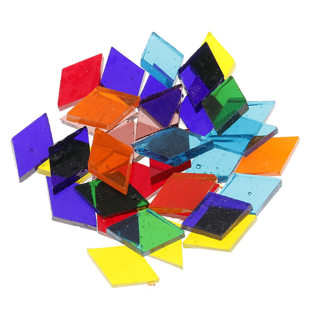 Azulejos de mosaico de cristal con forma de rombo, triángulos transparentes de 320g, de colores mezclados, para suministros de artesanía