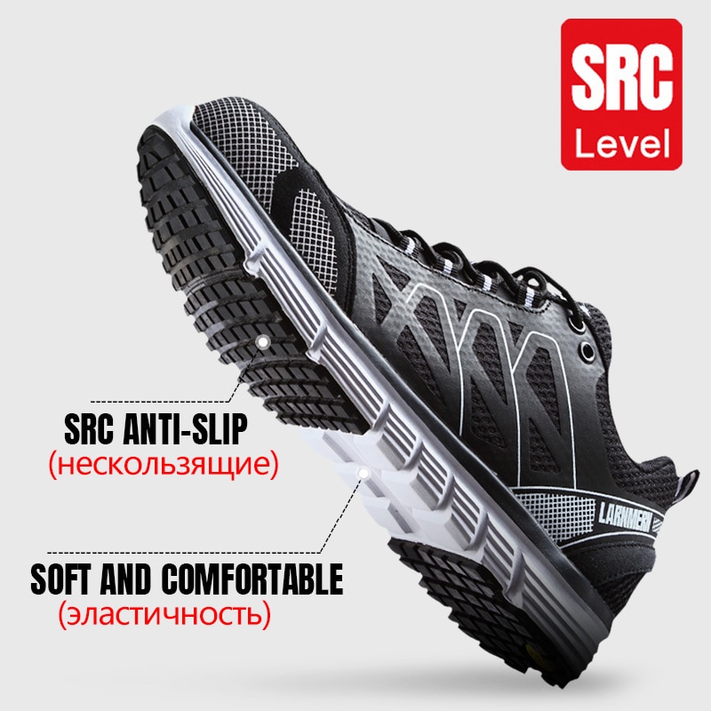 LARNMERN Mens Safety Work Shoes Steel Toe shoes Breathable Lightweight Anti-smashings Non-slip Reflective Protective shoes