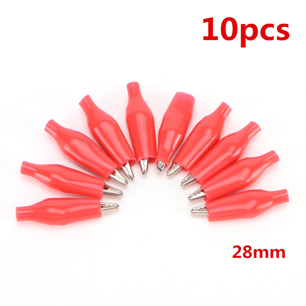 10pcs/lot Insulated Crocodile Clips Cable Lead Testing Metal Alligator Clips Clamps 52mm 48mm 45mm 28mm: 28mm
