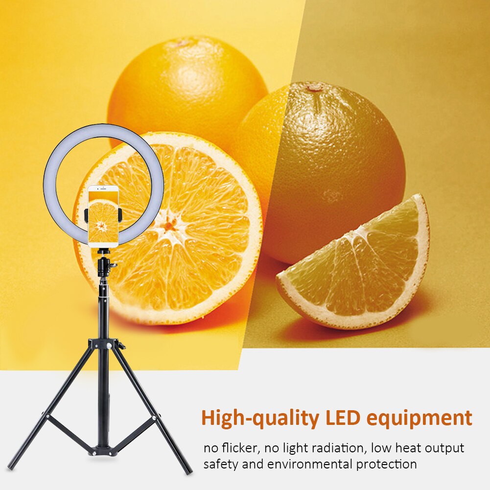 10 pouces 26cm rvb LED Selfie anneau lumière + 1.6m support de sol USB téléphone vidéo Photo lumière avec trépied en alliage d'aluminium évolutif