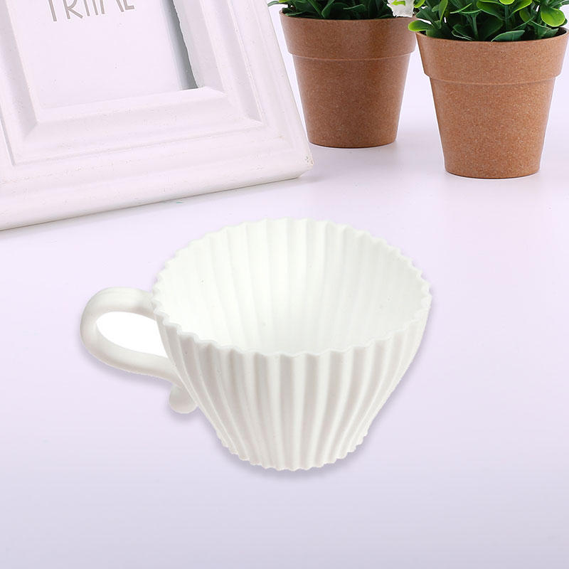 White Silicone Cupcake Cups Muffin Baking Cake Tea Saucer Teacup Mold Mould