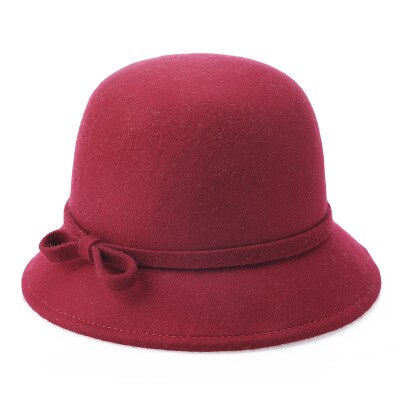Europa england koreansk høst vinter dame fedora caps årgang sol hattemaker til kvinne dame avlet brem ull filt buehatt: 4