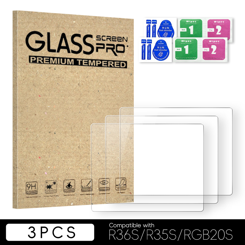 Protector de pantalla DATA FROG R36S, Protector de vidrio templado para accesorios de consola de juegos portátil Retro R35S RGB20S: Blanco