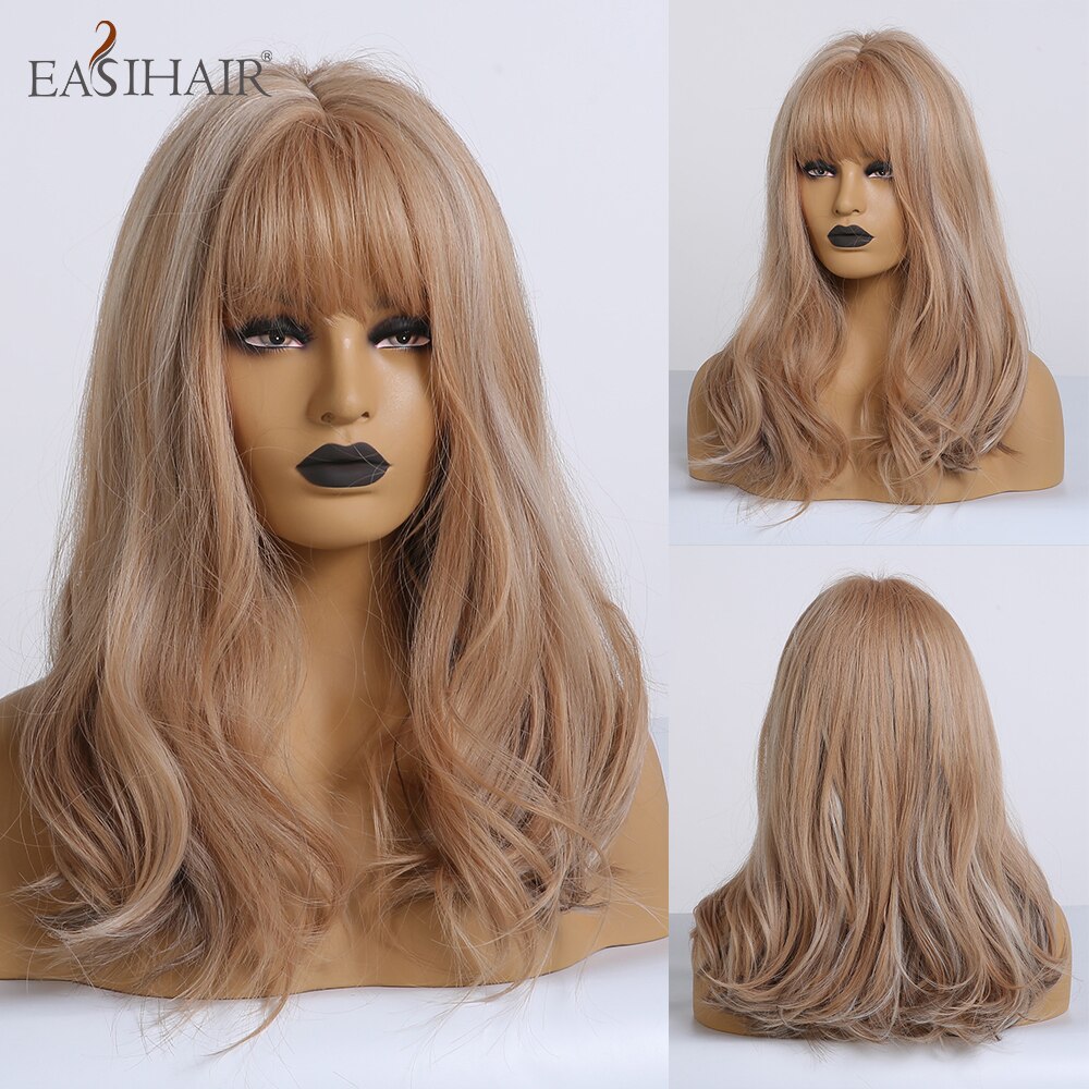 EASIHAIR Synthetic Wigs for Women Grey Short Wigs with Bangs Layered Natural Hair Wigs Daily Bob Hairstyle Wig Heat Resistant: lc243-1