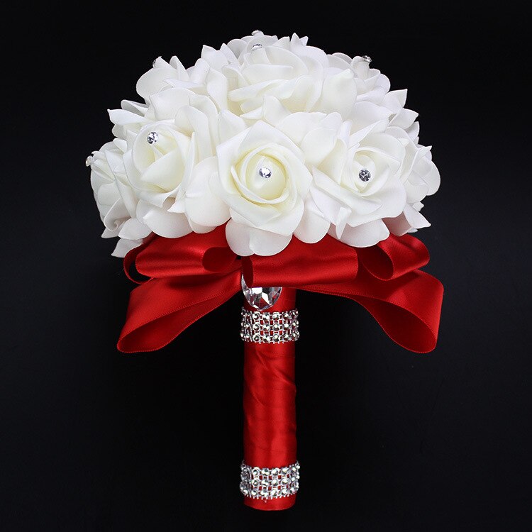 barato Prom bebé flor azul broche De ramo De Bodas De Boda boda Ramos PE Rosa diamante cinta ramo AA30