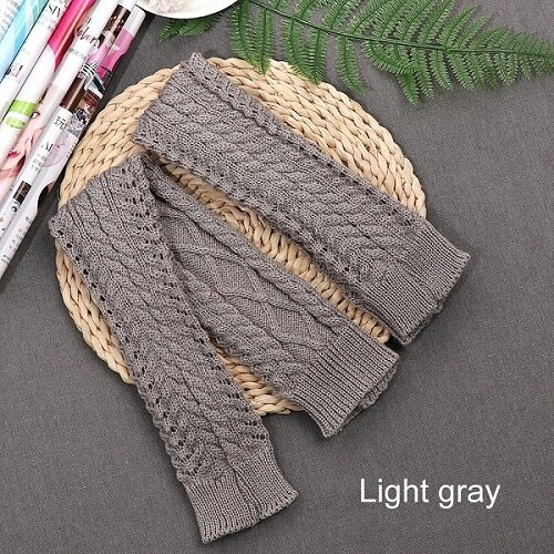 Winter Gestrickte Häkeln Knie Hohe Lang Strumpf Frauen sexy Oberschenkel Hohe Strumpf bleibe hoch Beinlinge Stiefel Leggings Collant Femme: hell grau