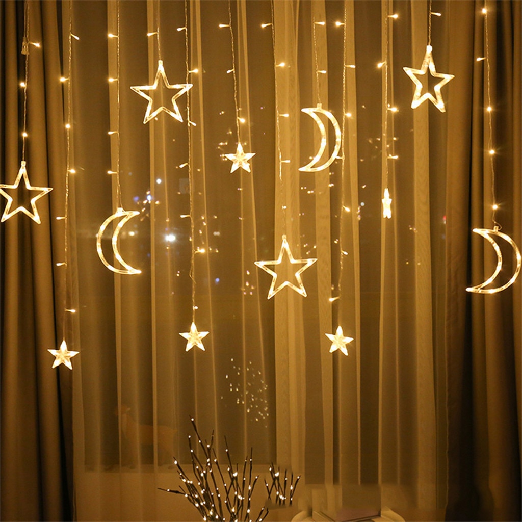 Maan Ster Lamp LED Lamp String Ins Kerstverlichting Decoratie Lichten Gordijn Lamp Bruiloft Neon Lantaarn 220v fairy licht