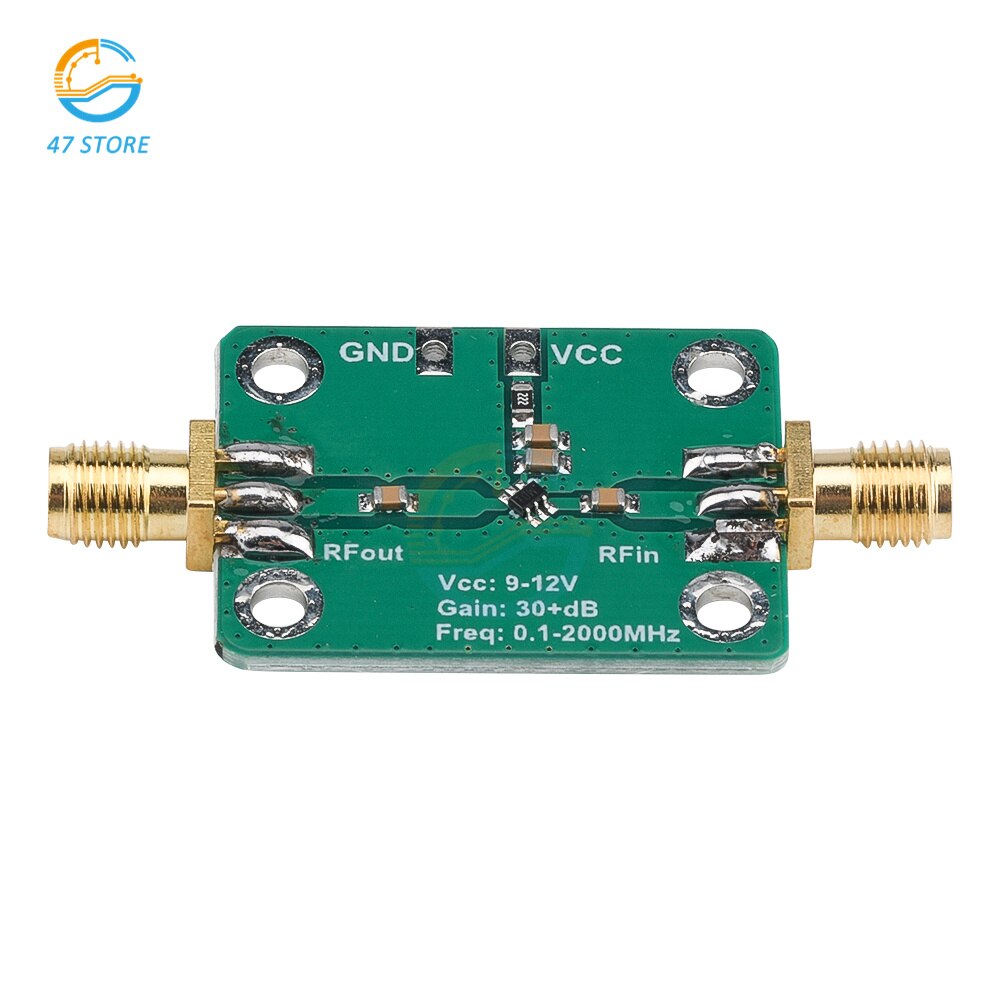 Amplificador de banda ancha de Radio, 0,1-2000MHz, 32dB, 9-12V, bajo nivel de ruido, LNA, instrumento eléctrico