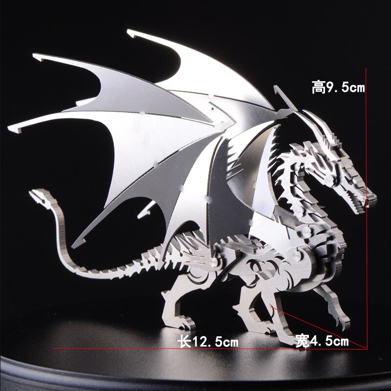 DIY Assembly Model of Stainless Steel Metal 3D Jigsaw Puzzle Mythical Animal Model Dragon Desktop Decoration for Children