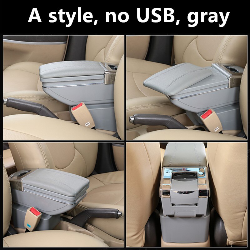 Universele Armsteun Auto Armsteun Center Middenconsole Draaibare Opbergdoos Top: A style gray