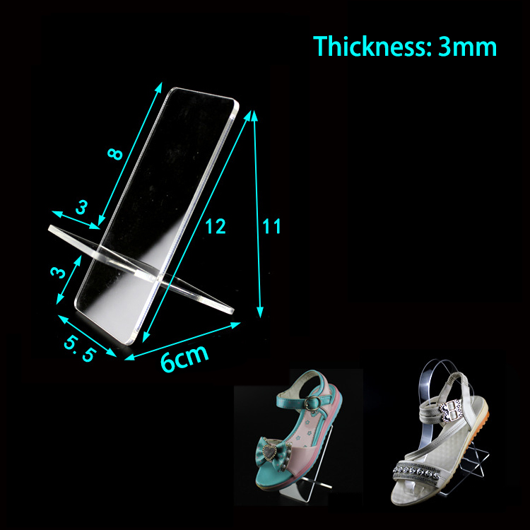 Soporte de exhibición de zapatos transparente de acrílico, soporte de estante de zapatos en forma de U para tienda de zapatos, elevador de exhibición, organizador de almacenamiento de zapatos para el hogar