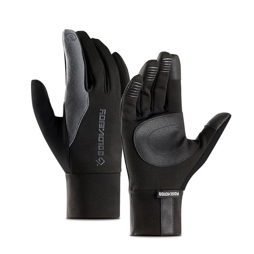 Lokal lager herre unisex læderhandsker berøringsskærm tyndere foret kørsel varme handsker vinter hold varme vanter mandlige: Grå / L