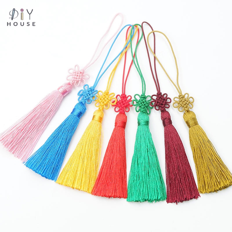Pompon à franges U disque 5 pièces | Nœuds chinois lisses, pendentif bricolage artisanal, signet garniture de gland rideaux, décor glands ruban