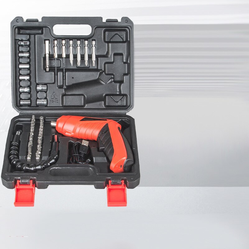 3.6V lithium-ion Battery Cordless Screwdriver Electric Drill Hole Electrical Screwdriver Hand Driver Wrench Power Tools: Red 47pcs