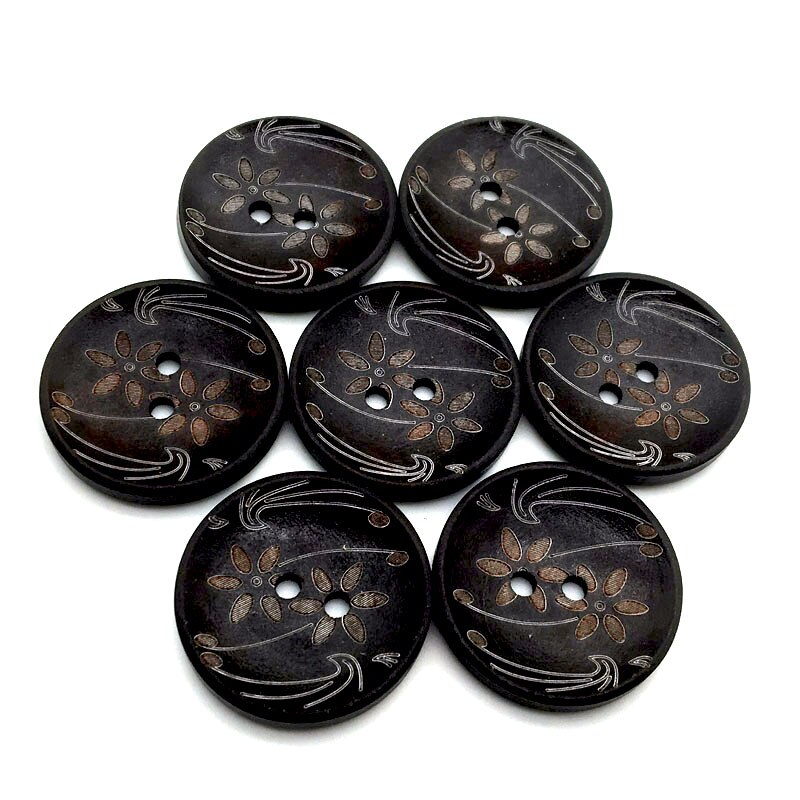 30Pcs 25/30Mm Grote Bloem Patroon Houten Knopen Voor Kleding Naaien Accessoires Ambachten Diy Scrapbooking Woondecoratie levert
