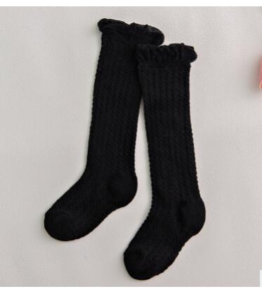 Baby meisjes kniehoge sokken voor kinderen prinsessensokken schattige effen meisjes lange buissokken kindersokken dun mesh volledig zonder ribbels: Zwarte mesh knie / 12 to 24 maanden