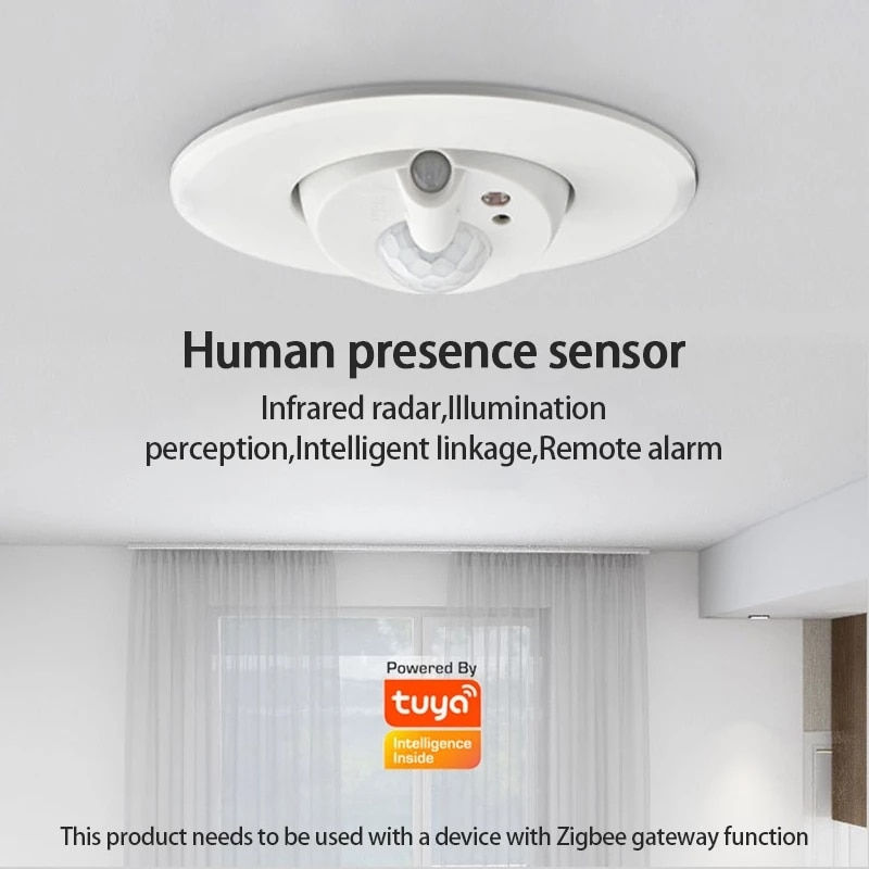 Tuya Zigbee Motion Sensor, Smart Ceiling-Mounted Human Detection Sensor, Brightness Sensors Zigbee Gateway Required Smart Life