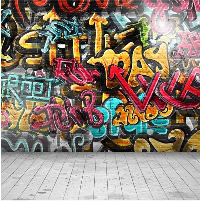 Mehofond graffiti väggfotografering bakgrund tegelvägg och trägolv bakgrund photocall fotostudio bakgrund f -2156
